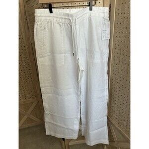 NEW Athleta Women's Relax Retreat Wide Leg Linen Pants Size XL White Drawstring